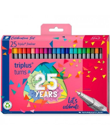 STAEDTLER ESTUCHE 20+5 ROTULADORES TRIPLUS FINELINER 334 PUNTA SUPERFINA COLORES SURTIDOS 334 C25 TA