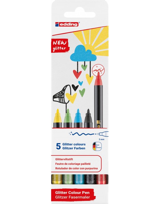 EDDING ESTUCHE 5 ROTULADORES 1200 GLITTER 3MM BASICO 104-1200-5-3
