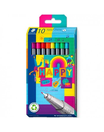 STAEDTLER ROTULADOR TRIPLUS FINELINER 334 PUNTA SUPERFINA ESTUCHE 10 COLORES SURTIDOS 334 C10 HA