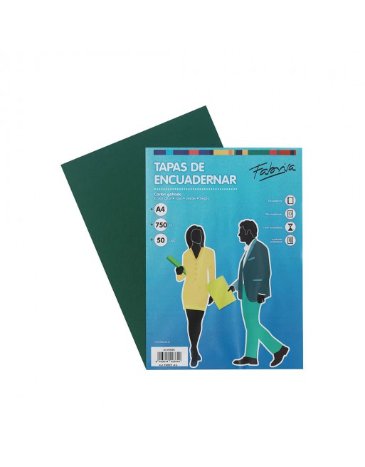 FABRISA  PORTADA CARTON GOFRADO A4 750GR VERDE CAJA 50 U.-16022