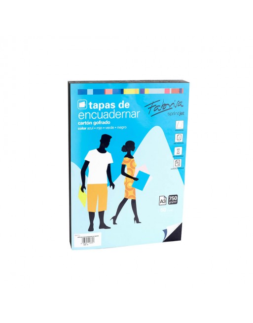 FABRISA  PORTADA CARTON GOFRADO A3 750GR NEGRO CAJA 50 U.-16024
