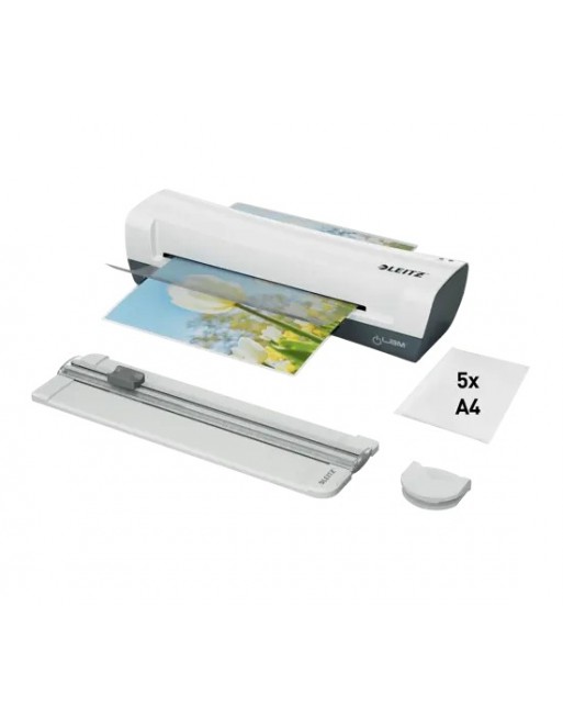 LEITZ SET DE PLASTIFICACION A4 ILAM HOME CON CIZALLA CANTONERA Y 5 FUNDAS - 74340001