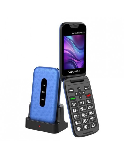 VOLFEN TELEFONO MOVIL NEXO FLIP TIPO CHONCHA CON BASE AZUL NEXOFLIPMAX/BL