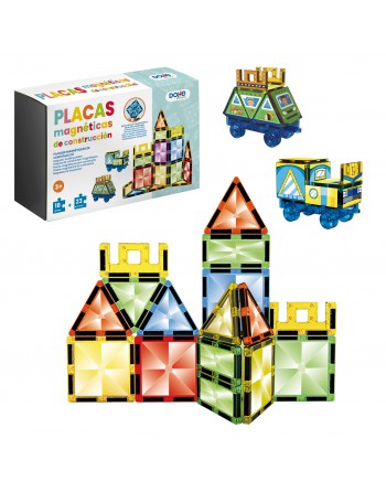 DOHE JUEGO DIDACTICO DE PLACAS MAGNETICAS PARA CONSTRUCCION 18 Y 23 PIEZAS SURTIDO DE FORMA Y COLORES - ID 64012
