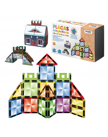 DOHE JUEGO DIDACTICO DE PLACAS MAGNETICAS PARA CONSTRUCCION 20 Y 27 PIEZAS SURTIDO DE FORMA Y COLORES - ID 64013