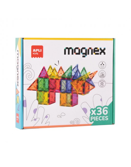 APLI KIDS MAGNEX CAJA 36 PIEZAS BLOQUES MAGNETICOS TRANSPARENTES - 20136