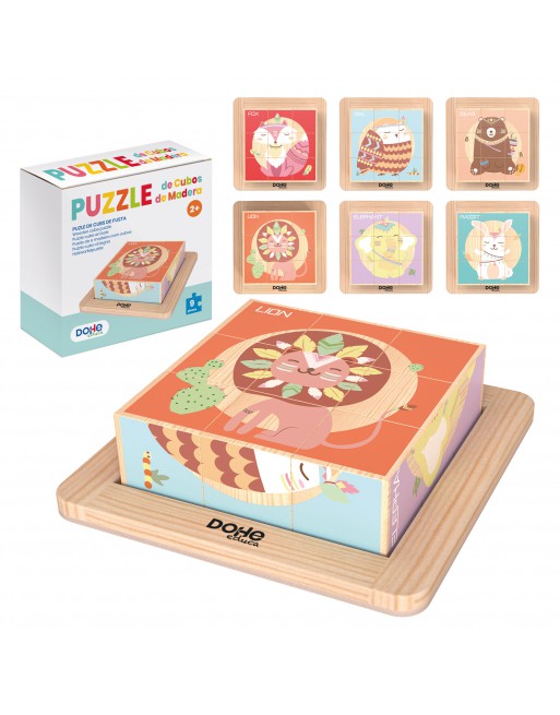 DOHE JUEGO DIDACTICO DE MADERA CUBOS PUZZLE DE 6 IMAGENES SURTIDO DE IMAGENES - ID 64000
