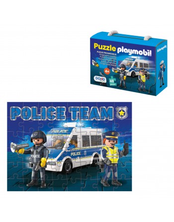 DOHE PUZLE INFANTIL DE CARTON Y CHAPADO PLAYMOBIL POLICE TEAM 48 PIEZAS - ID 95012