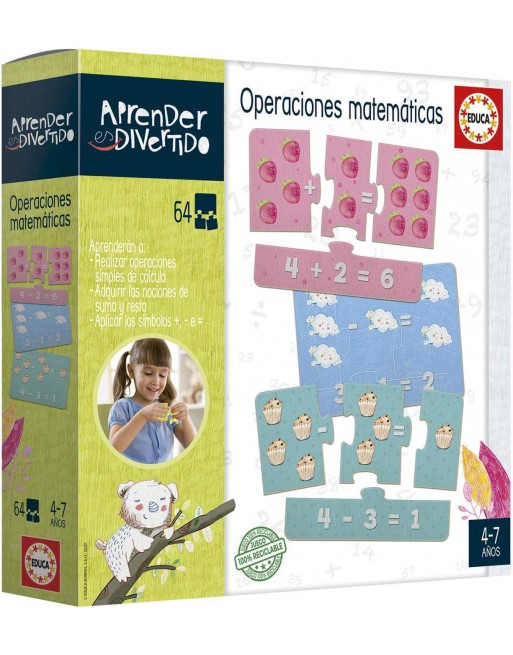 EDUCA JUEGO EN FORMA DE PUZZLE 64 PIEZAS QUE FORMAN 16 ENCAJABLES A PARTIR DE 4 AÑOS MATEMATICAS 18699