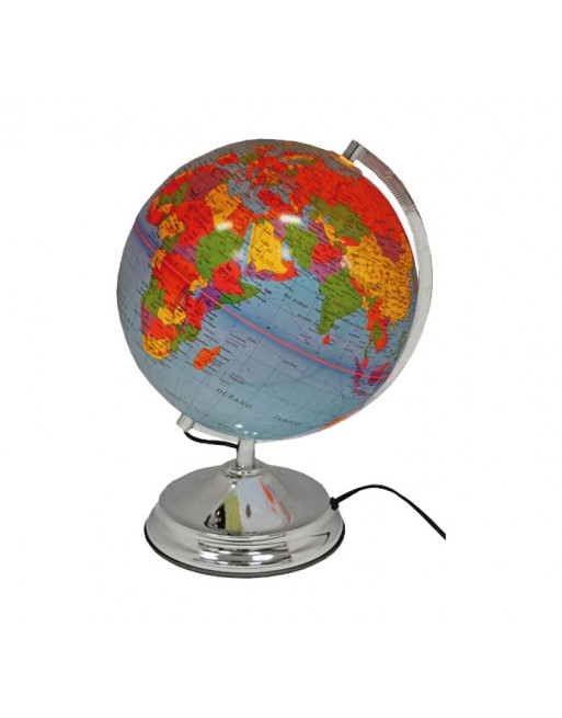 MMC ESFERA TERRESTRE 25CM CON LUZ BASE METALICA - 320073