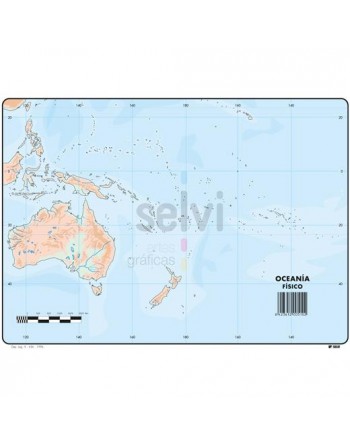 SELVI MAPA MUDO FÍSICO DE OCEANIA A4 -50U- 510