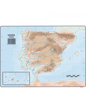 SELVI MAPA MUDO FÍSICO DE ESPAÑA A4 -50U- 504
