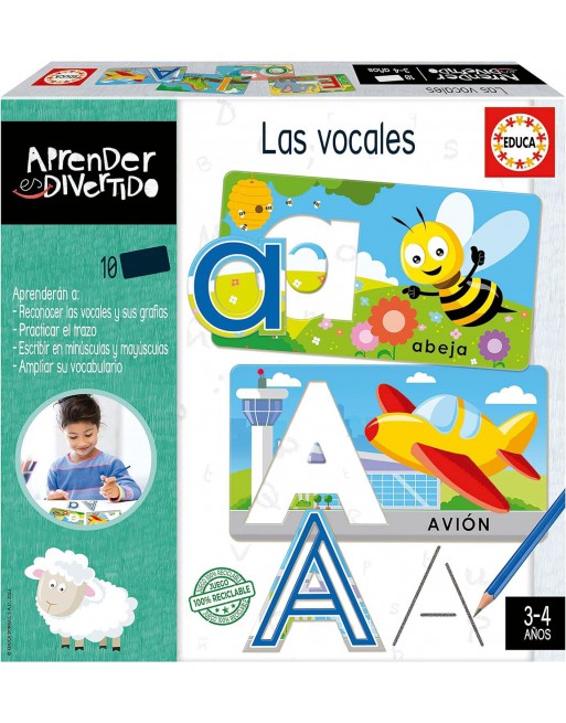 EDUCA JUEGO PARA EL CONOCIMIENTO DE LAS VOCALES PRACTICAR EL TRAZO A PARTIR DE 3 AÑOS 19716