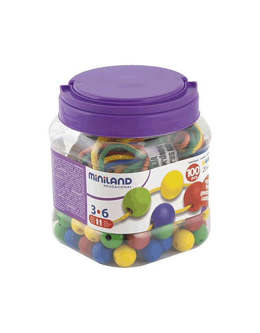 MINILAND 100UN+10CORDONES ENGARZABLE BOLAS 20MM - 31730