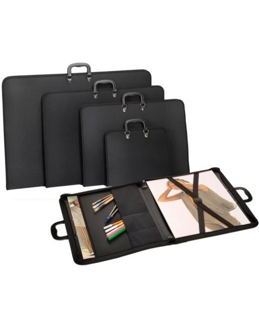 CARCHIVO CARTERA CREMALLERA 50X70 CM  BANDOLERA CON ASA PP GOFRADO NEGRO I5070