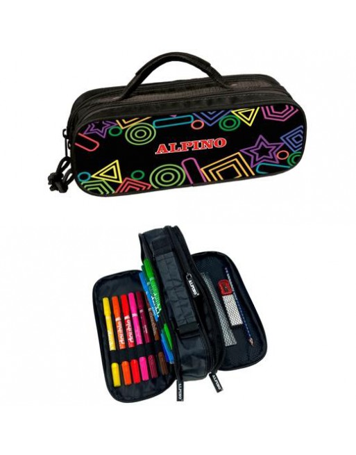 ALPINO PLUMIER MINI BLACK 3 COMPARTIMENTOS MATERIAL INCLUÍDO UA000165