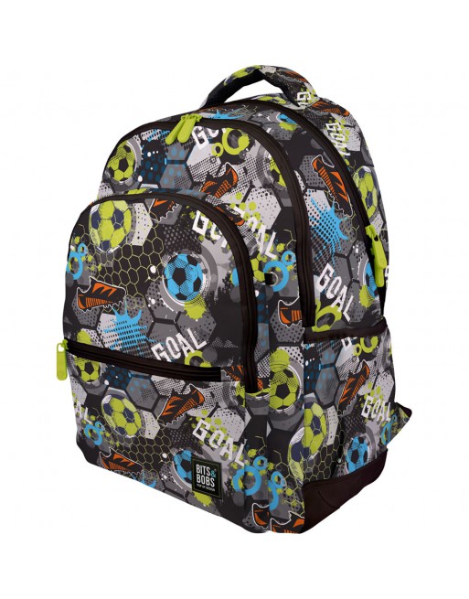 MOCHILA BITS-BOBS GOAL GRANDE 3 COMPARTIMENTOS ACOLCHADO PARA PORTATIL BASE CON GOMA 32x46x24 CM - 37500726
