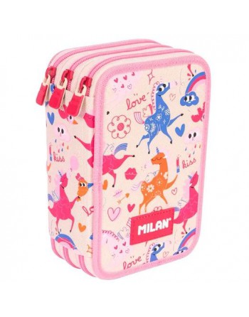 MILAN PLUMIER 3 PISOS CON CONTENIDO SERIE ESPECIAL FLOWICORN BEIGE 081364FLCBG