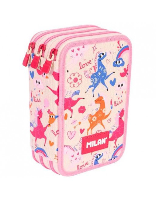 MILAN PLUMIER 3 PISOS CON CONTENIDO SERIE ESPECIAL FLOWICORN BEIGE 081364FLCBG