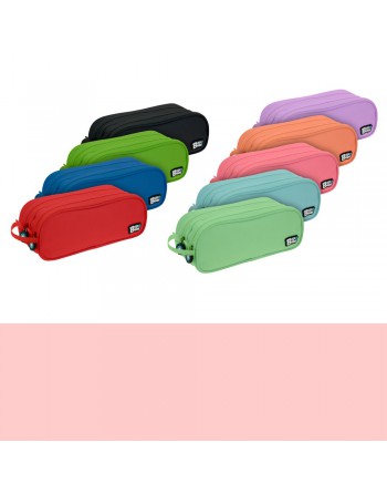 GRAFOPLAS PORTATODO DOBLE REDONDO 2 COMPARTIMENTOS 24,5 X 9,5 cm COLOR ROSA SOFT 37543993