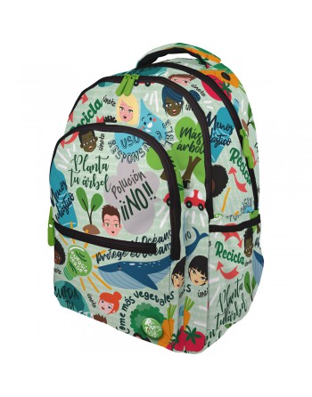 GRAFOPLAS MOCHILA GREEN GRANDE 3 COMPARTIMENTOS ACOLCHADO PARA PORTATIL 33 X 46 X 22,5 CM 37502215