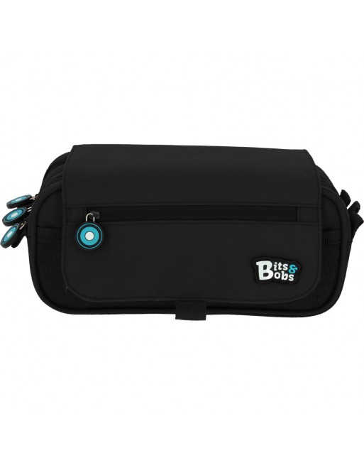 GRAFOPLAS BITS PORTATODO 3 COMPARTIMENTO, TAPA CON BOLSILLO 23 X 10 X 10 CM COLOR NEGRO 37543210