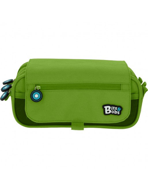 GRAFOPLAS BITS PORTATODO 3 COMPARTIMENTO, TAPA CON BOLSILLO 23 X 10 X 10 CM COLOR VERDE 37543220