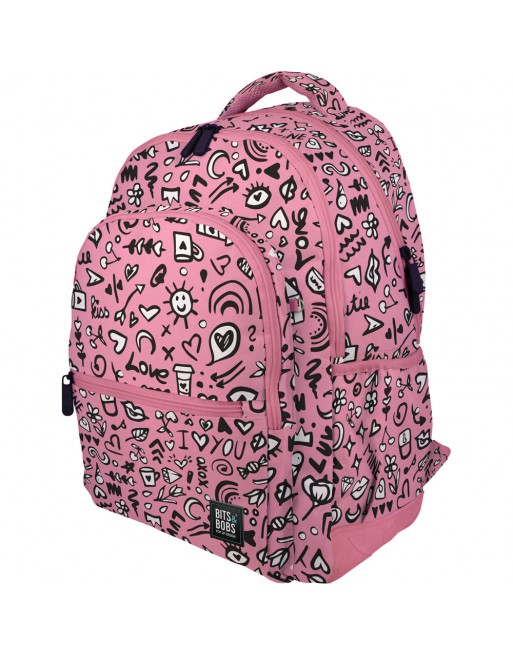 GRAFOPLAS MOCHILA RUBBER I LOVE YOU GRANDE 3 COMPARTIMENTOS ACOLCHADO PARA PORTATIL BASE CON GOMA 33X46X22,5 CM 37500736