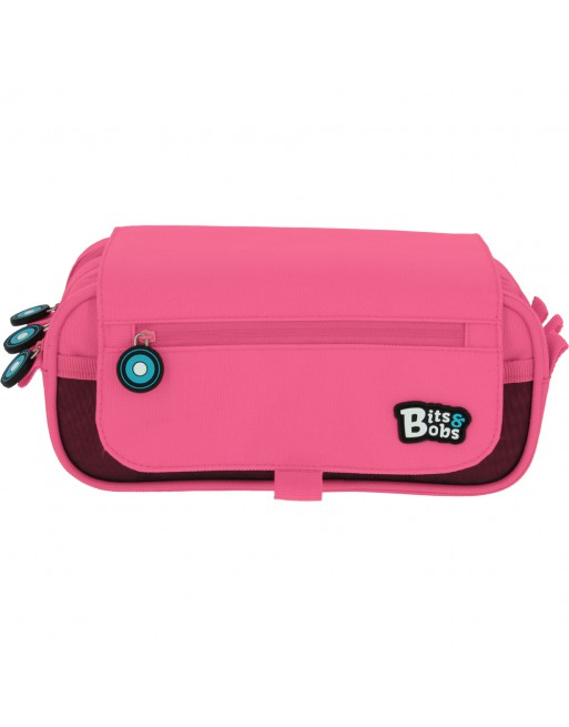GRAFOPLAS BITS PORTATODO 3 COMPARTIMENTO, TAPA CON BOLSILLO 23 X 10 X 10 CM COLOR ROSA 37543254