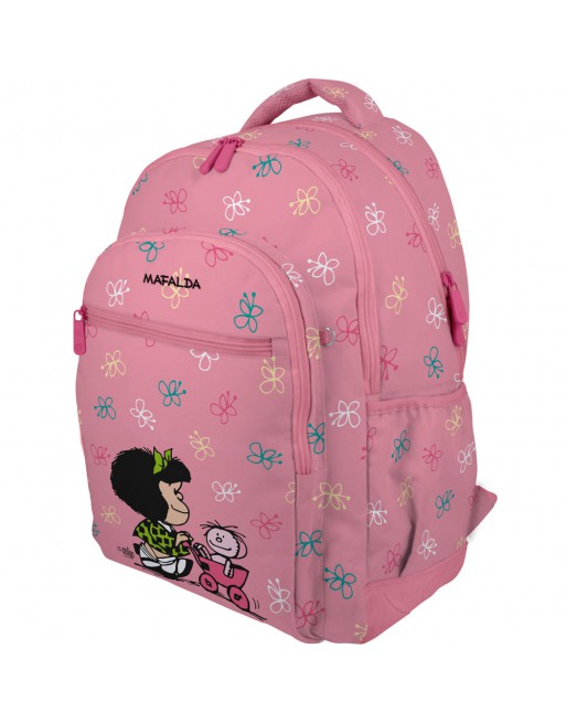 GRAFOPLAS MOCHILA RUBBER MAFALDA CART GRANDE 3 COMPARTIMENTOS ACOLCHADO PARA PORTATIL BASE CON GOMA 33X46X22,5 CM 37500738