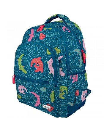 GRAFOPLAS MOCHILA RUBBER ALLIGATOR GRANDE 3 COMPARTIMENTOS ACOLCHADO PARA PORTATIL BASE CON GOMA 33X46X22,5 CM 37500741