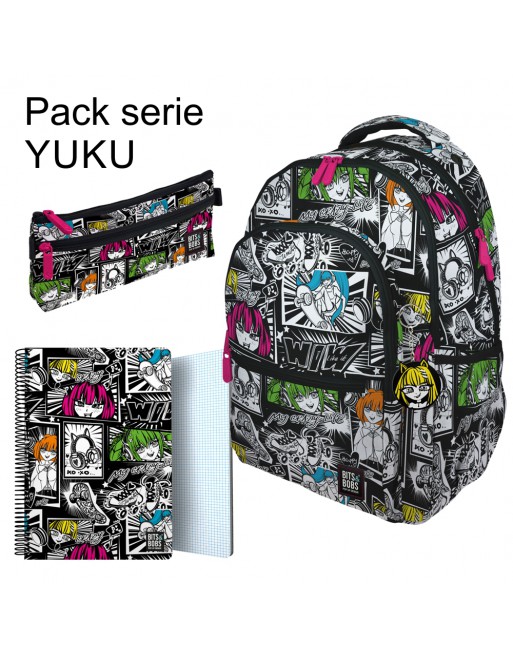 GRAFOPLAS PACK SERIE YUKU MOCHILA  - PORTATODO PLANO - LIBRETA A4 80 HOJAS 37502235