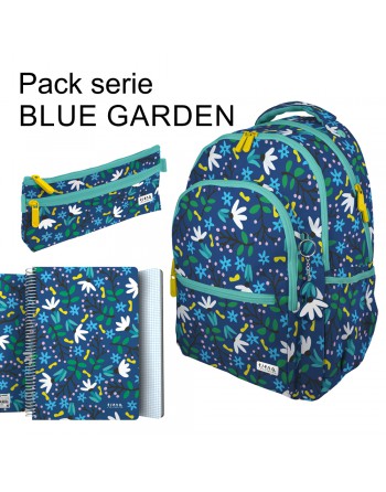 GRAFOPLAS PACK SERIE BLUE GARDEN MOCHILA  - PORTATODO PLANO - LIBRETA A4 80 HOJAS 37502235