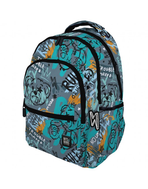 GRAFOPLAS MOCHILA ROOMY BEAR BITS&BOBS GRANDE 3 COMPARTIMENTOS ACOLCHADO PARA PORTATIL BASE CON GOMA 33x46x22,5 CM 37502259