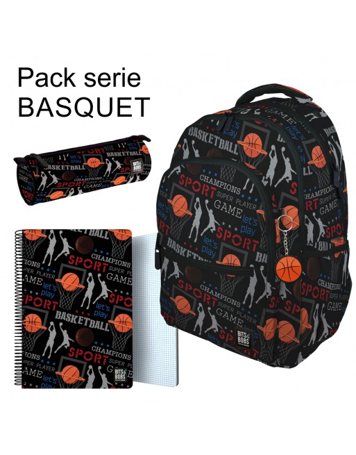 GRAFOPLAS PACK SERIE BASKET MOCHILA  - PORTATODO REDONDO - LIBRETA A4 80 HOJAS 37502235