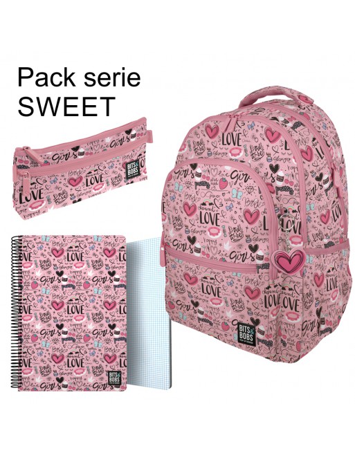 GRAFOPLAS PACK SERIE SWETT MOCHILA  - PORTATODO PLANO - LIBRETA A4 80 HOJAS 37502235