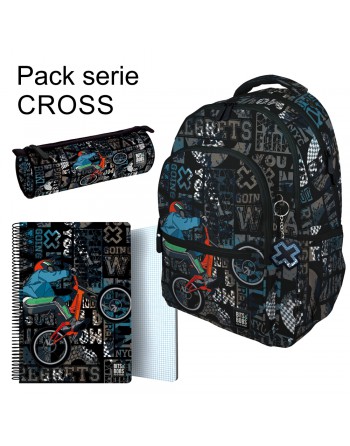 GRAFOPLAS PACK SERIE CROSS MOCHILA  - PORTATODO REDONDO - LIBRETA A4 80 HOJAS 37502235