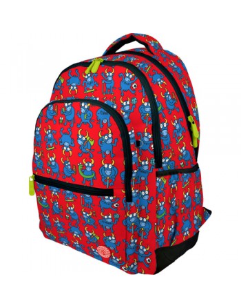 GRAFOPLAS MOCHILA RUBBER BULL GRANDE 3 COMPARTIMENTOS ACOLCHADO PARA PORTATIL BASE CON GOMA 33x46x22,5 CM 37500187