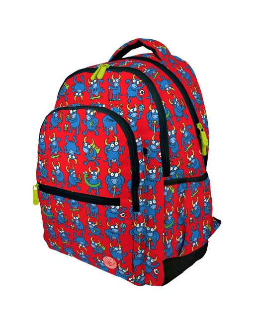 GRAFOPLAS MOCHILA RUBBER BULL GRANDE 3 COMPARTIMENTOS ACOLCHADO PARA PORTATIL BASE CON GOMA 33x46x22,5 CM 37500187