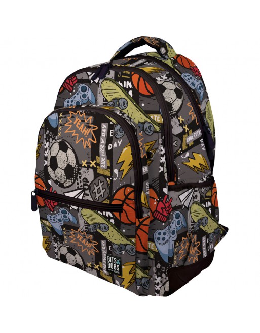 GRAFOPLAS MOCHILA RUBBER FREE SPORT GRANDE 3 COMPARTIMENTOS ACOLCHADO PARA PORTATIL BASE CON GOMA 33X46X22,5 CM - 37500745