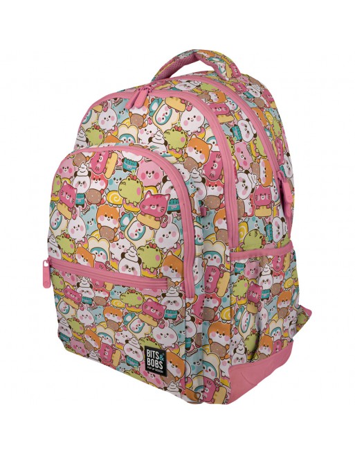 GRAFOPLAS MOCHILA RUBBER KAWAII GRANDE 3 COMPARTIMENTOS ACOLCHADO PARA PORTATIL BASE CON GOMA 33X46X22,5 CM - 37500746