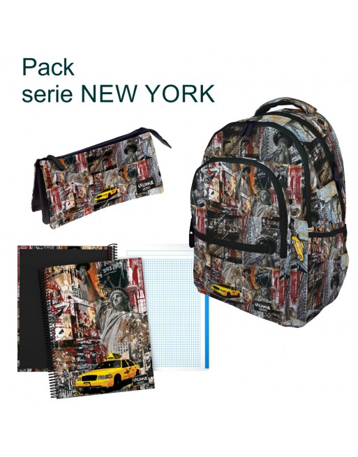 GRAFOPLAS PACK NEW YORK MOCHILA CON PORTATODO TRIPLE Y 1 LIBRETAS EB5 37502213PACK