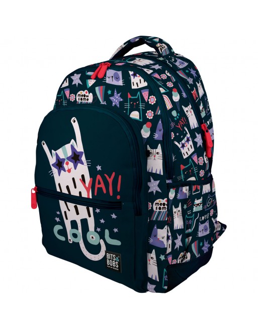 GRAFOPLAS MOCHILA RUBBER MIAU GRANDE 3 COMPARTIMENTOS ACOLCHADO PARA PORTATIL BASE CON GOMA 33x46x22,5 CM - 37500749