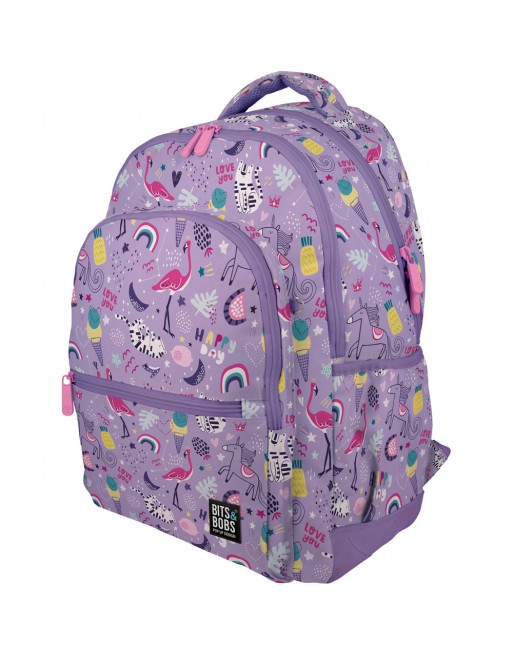 GRAFOPLAS MOCHILA RUBBER HAPPY GRANDE 3 COMPARTIMENTOS ACOLCHADO PARA PORTATIL BASE CON GOMA 33x46x22,5 CM - 37500750