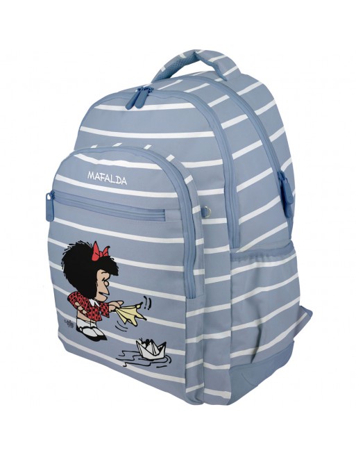 GRAFOPLAS MOCHILA RUBBER MAFALDA 26 BOAT GRANDE 3 COMPARTIMENTOS ACOLCHADO PARA PORTATIL BASE CON GOMA 33x46x22,5 CM - 37500752
