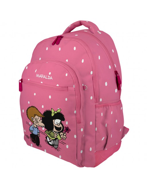 GRAFOPLAS MOCHILA RUBBER MAFALDA 26 FRIENDS GRANDE 3 COMPARTIMENTOS ACOLCHADO PARA PORTATIL BASE CON GOMA 33X46X22,5 CM - 375007