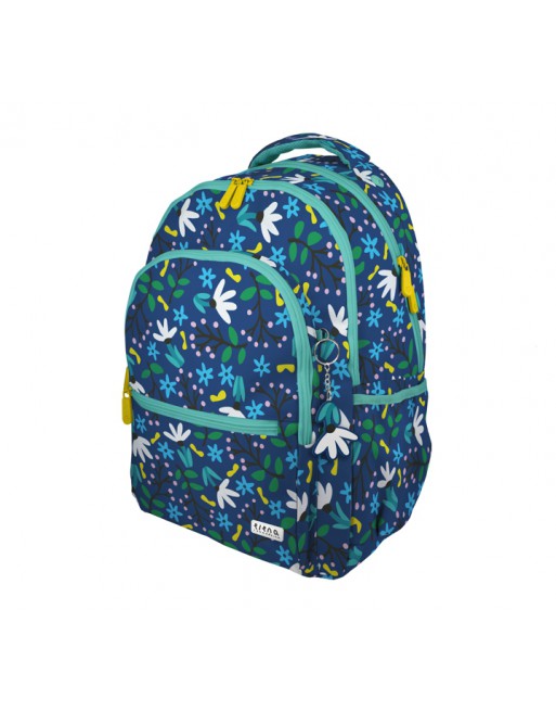 GRAFOPLAS MOCHILA BLUE GARDEN GRANDE 3 COMPARTIMENTOS ACOLCHADO PARA PORTATIL BASE CON GOMA 33x46x22,5 CM - 37502237