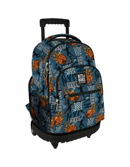GRAFOPLAS MOCHILA ROLLER BASQUETBALL GRANDE 3 COMPARTIMENTOS ACOLCHADO PARA PORTATIL BASE CON GOMA 33X46X22,5 CM - 37502642