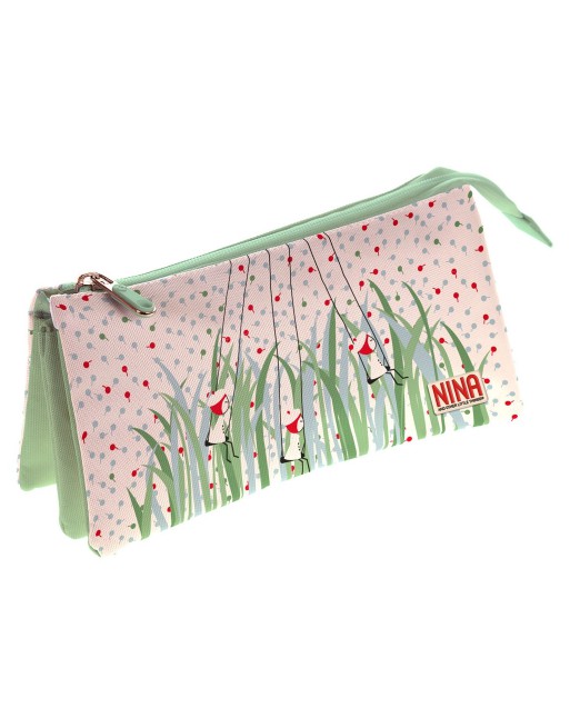 GRAFOPLAS PORTATODO 3 COMPARTIMENTO CON 1 CREMALLERA 23,5 x 12 x 14 CM SERIE NINA  - 37540683