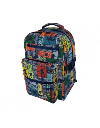 GRAFOPLAS MOCHILA BITS-BOBS SKATE GRANDE 3 COMPARTIMENTOS ACOLCHADO PARA PORTATIL BASE CON GOMA 32X46X24 CM - 37501912